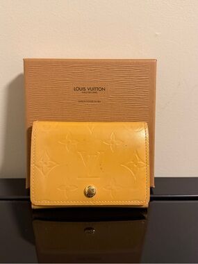 Louis Vuitton Yellow Monogram Vernis Compact Wallet Authentic with Box